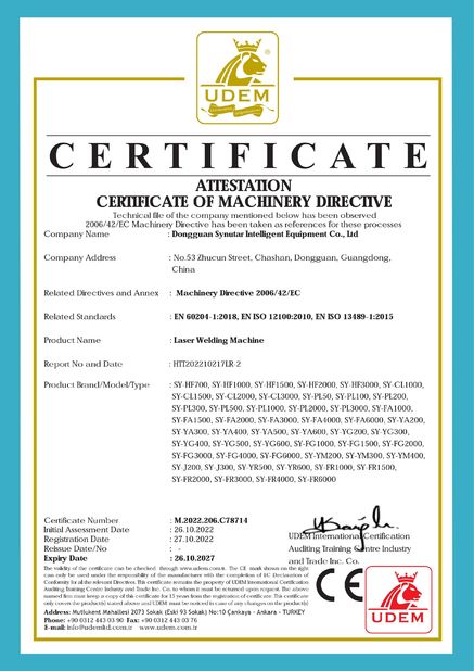 中国 Dongguan Synutar Intelligent Equipment Co., Ltd. 認証